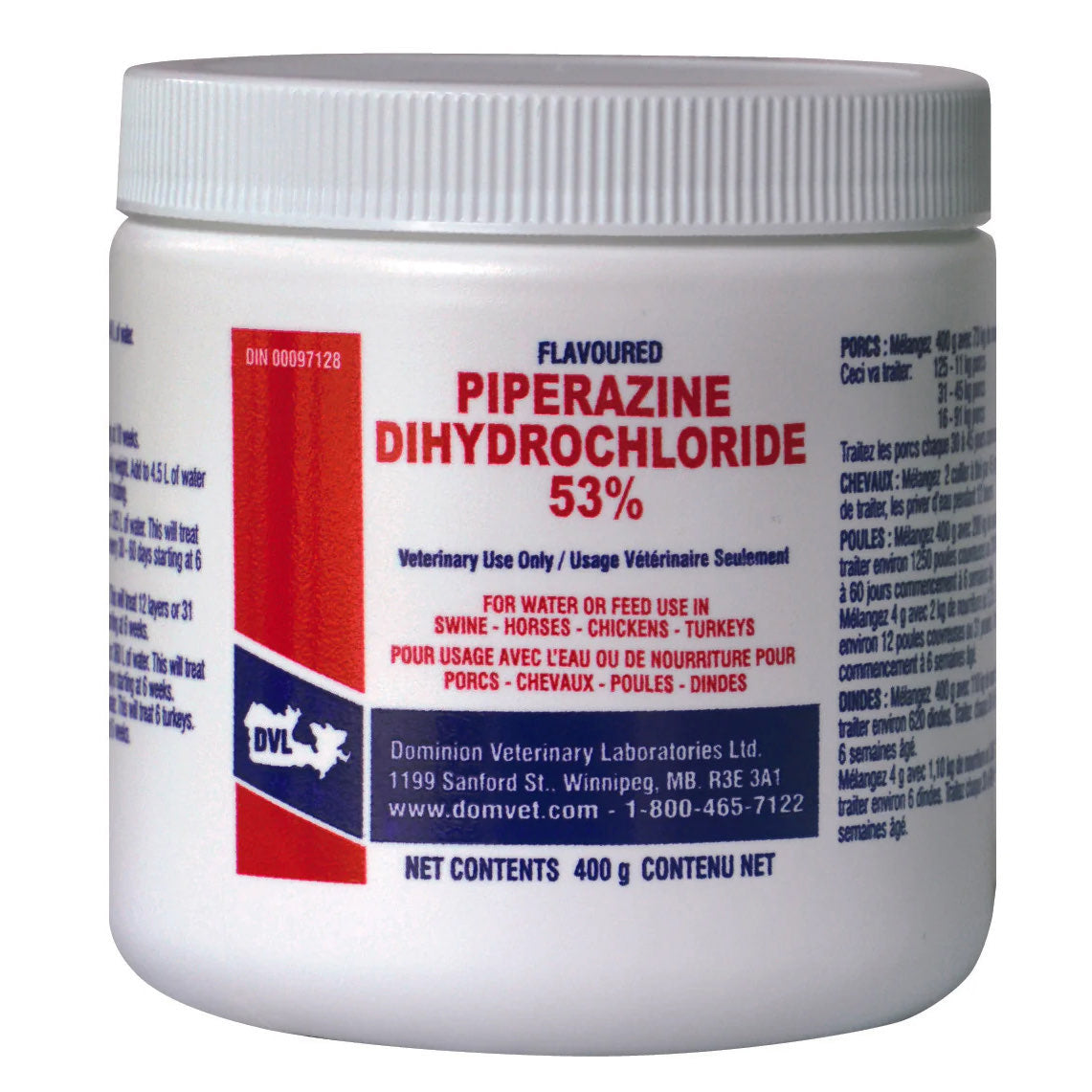 Piperazine Dihydrochloride 53% for Horses Powder 400-g Jar