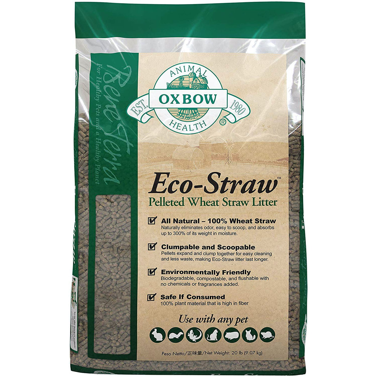 Eco-Straw Wheat Straw Litter for Small Pets 20 lb Bag - Default Title - product image 1