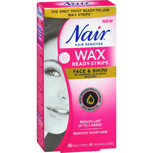 Nair Wax Ready-Strips for Face and Bikini with 100% Naturally Sourced Rice Bran Oil product detail
