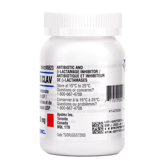 Apo - Amoxi Clav Tablet 1 Bottle of 100 Tablets
