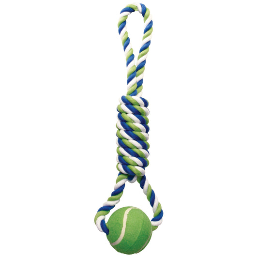 Knotted Rope Spiral Tug with Tennis Ball Dog Toy for Dogs 18 in - Default Title - product image 1