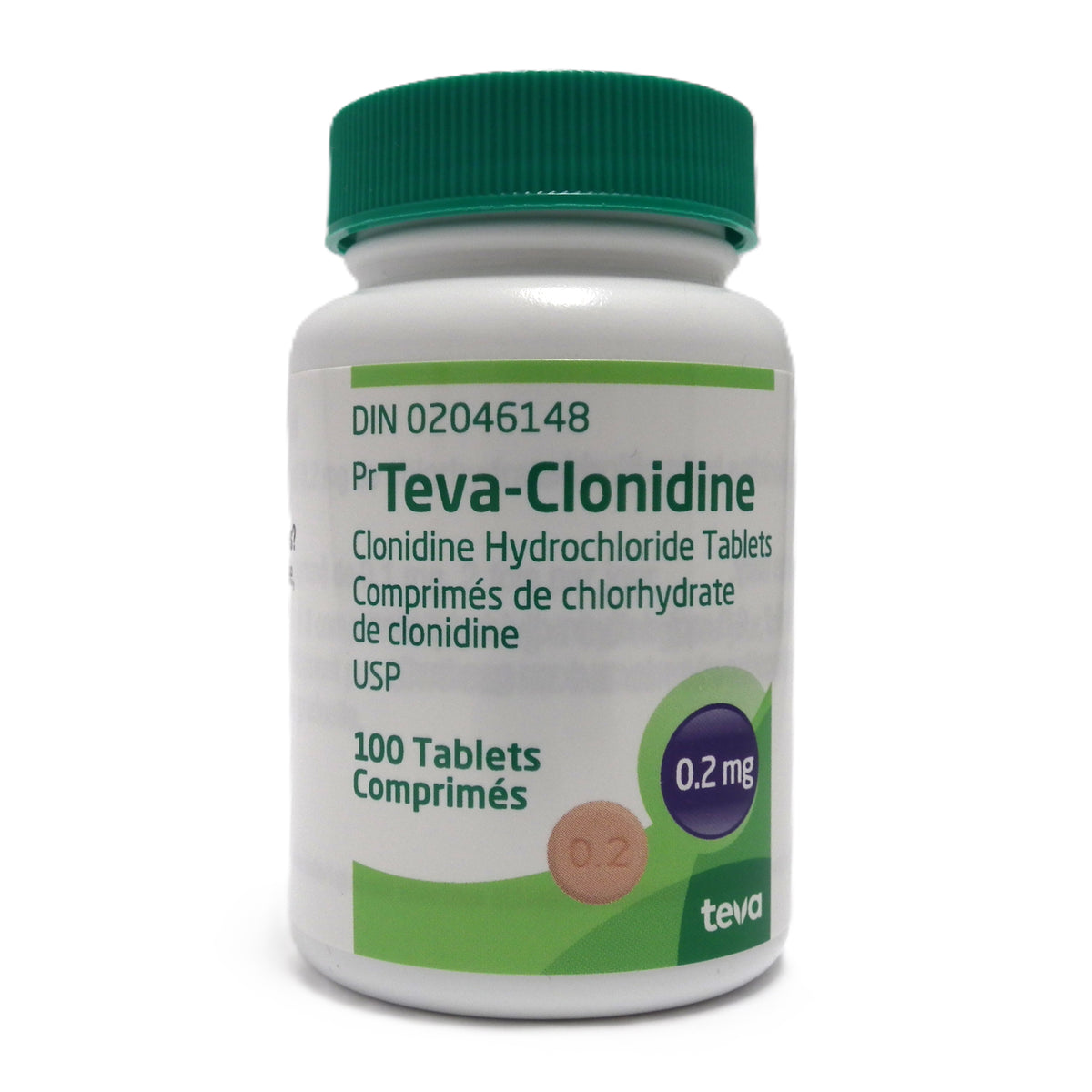 Clonidin, 0.2 mg, 100 Tablets - view 1