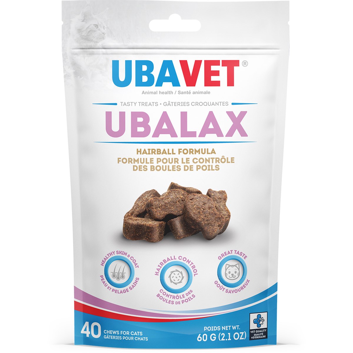 Ubalax Hairball Formula for Cats, Chicken, 40 Chews