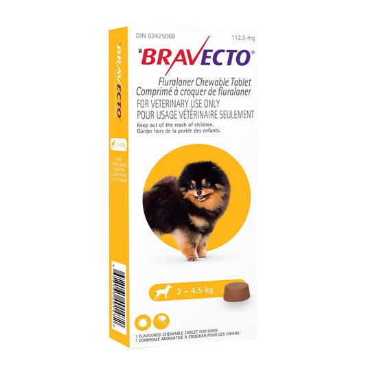 Bravecto Chewable Tablet for Dogs, 2 - 4.5 kg (Yellow), 1 Chew