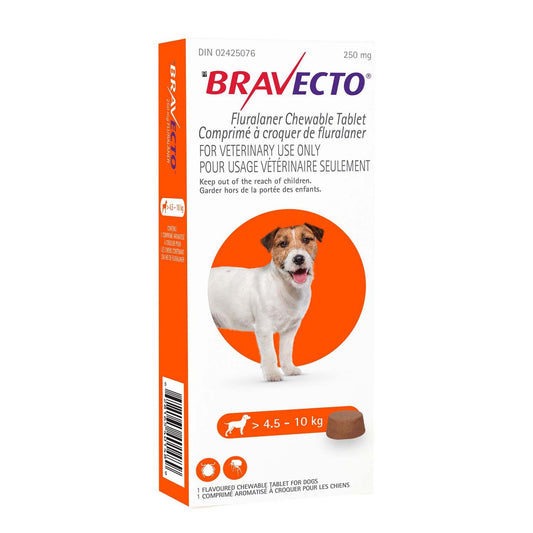 Bravecto Chewable Tablet for Dogs, 4.6 - 10 kg (Orange), 1 Chewable Tablets