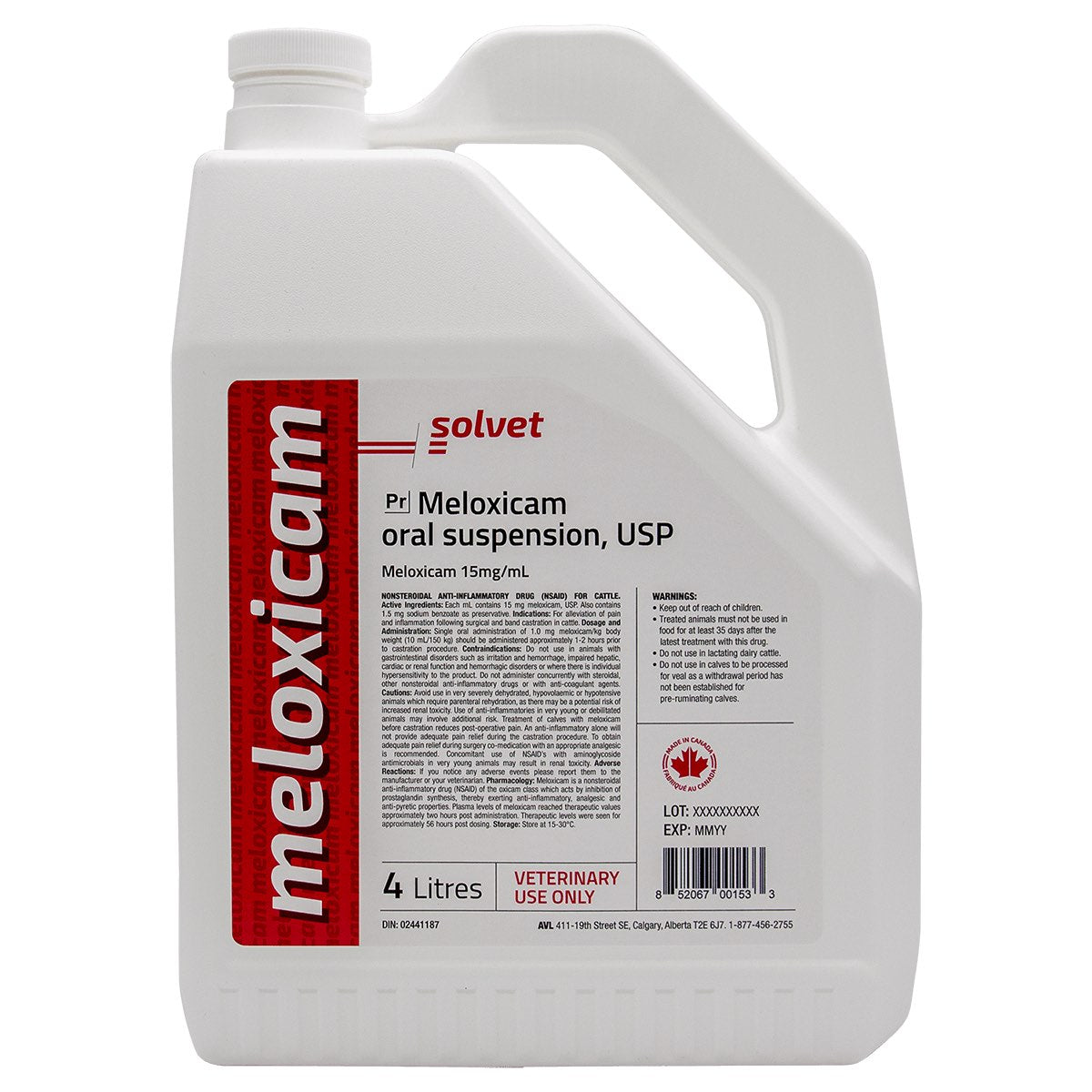 Meloxicam Oral Suspension USP for Farm Animals, 15 mg/ml, 4 L