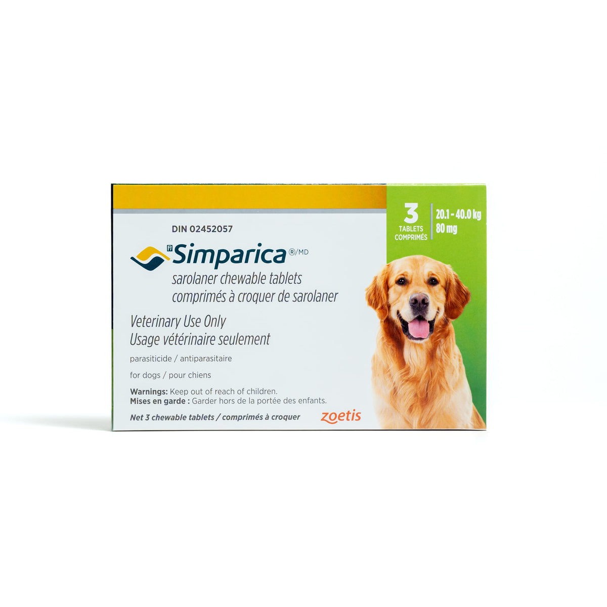 Simparica for Dogs, 20.1 - 40 kg (Green), 3 Chews