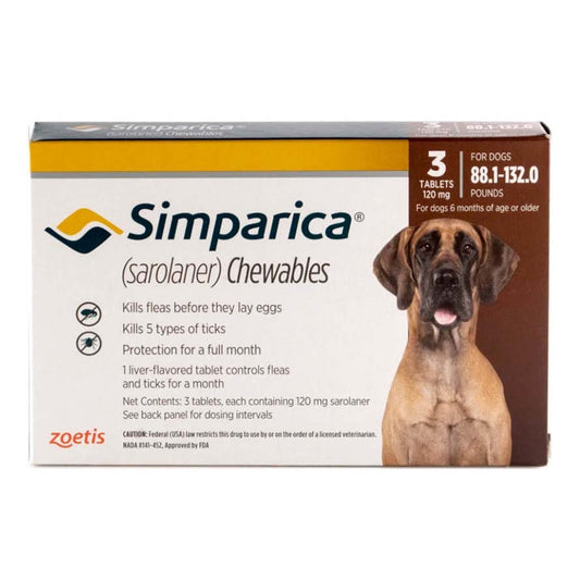 Simparica for Dogs, 40.1 - 60 kg (Brown), 3 Chews
