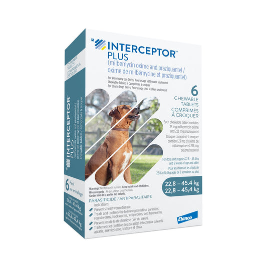 Interceptor Plus Chewable Tablet for Dogs, 22.8-45.4 kg (Blue), 6 Chews