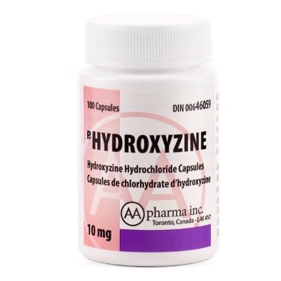 Hydroxyzine, 10 mg, 100 Capsules