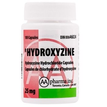 Hydroxyzine, 25 mg, 100 Capsules