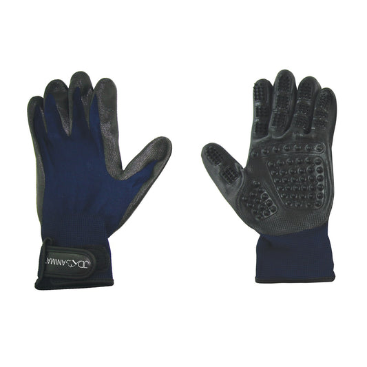 2-in-1 Grooming Gloves for Cats, Dogs, Horses and Small Pets (Blue) Kit of 2 Gloves, Navy Blue, Large - Default Title - product image 1