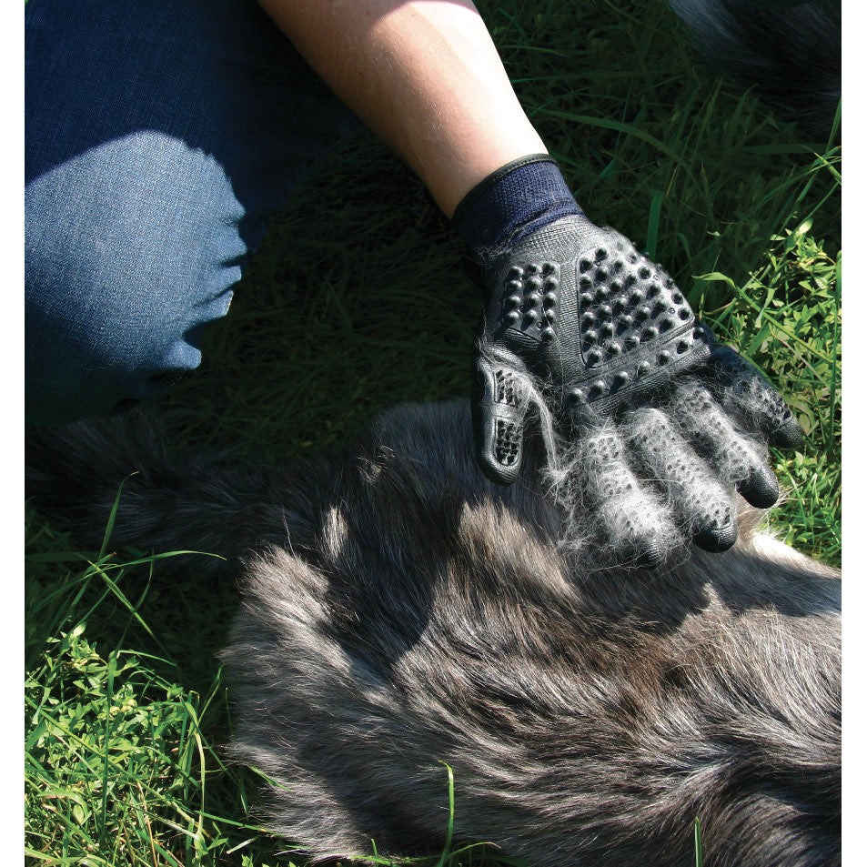 2-in-1 Grooming Gloves for Cats, Dogs, Horses and Small Pets (Blue) Kit of 2 Gloves, Navy Blue, Large - Default Title - product image 3