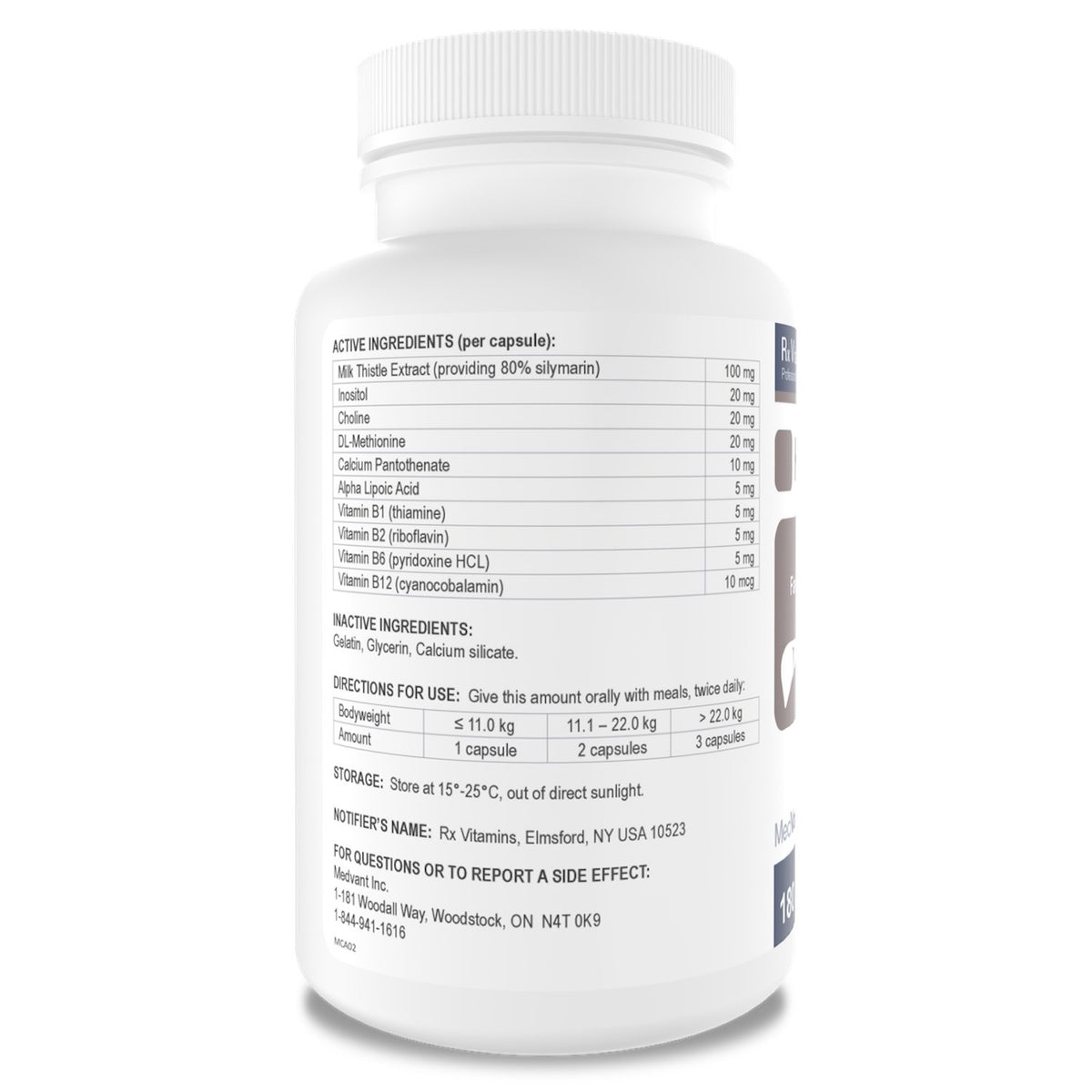 Rx Vitamins Hepato Support for Cats and Dogs Capsule - 180 Cap - product image 2