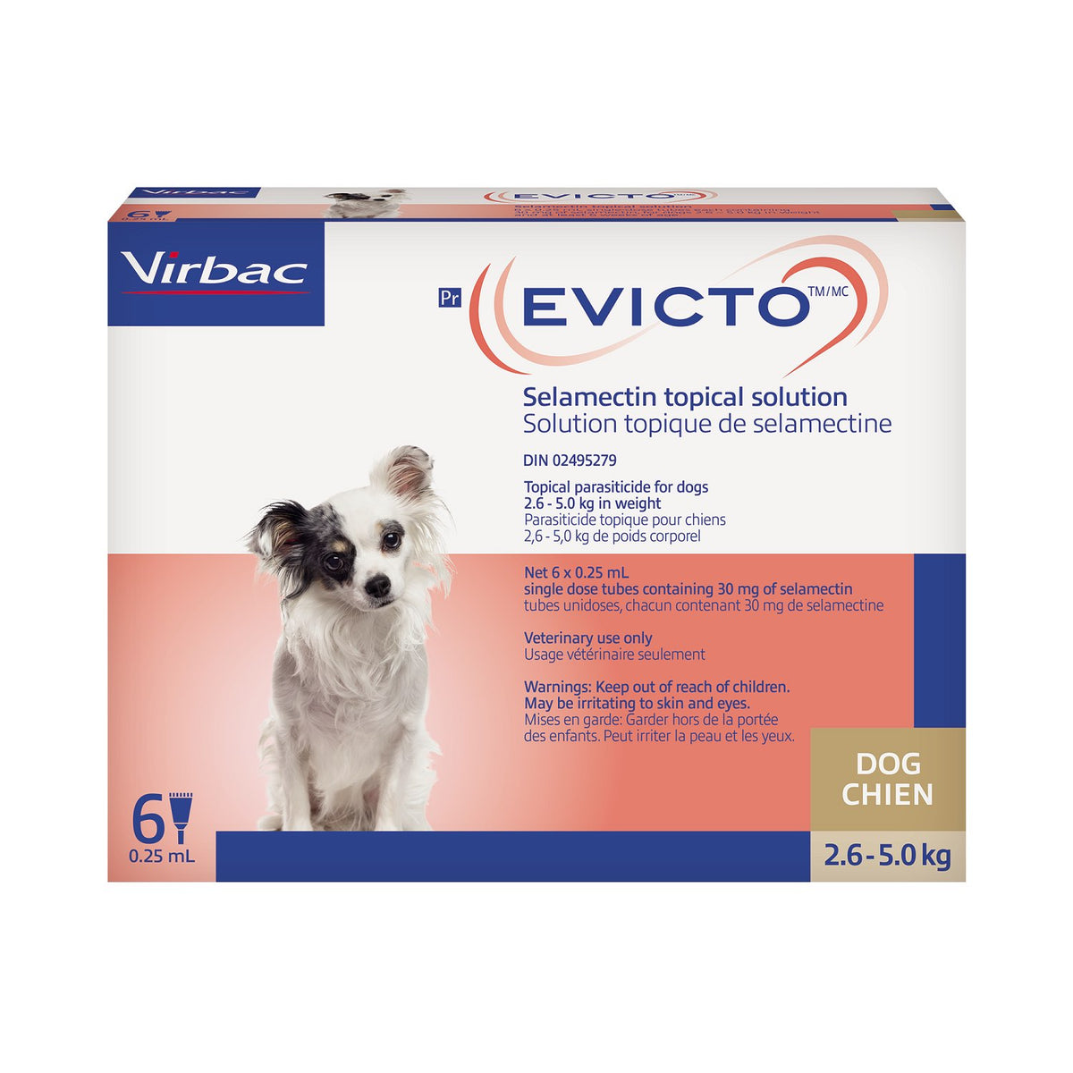 Evicto for Dog, 2.6 - 5 kg (Brown), 6 X 0.25 mL