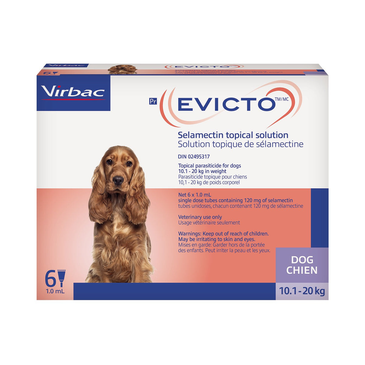 Evicto for Dog, 10.1 - 20 kg (Purple), 6 X 1 mL
