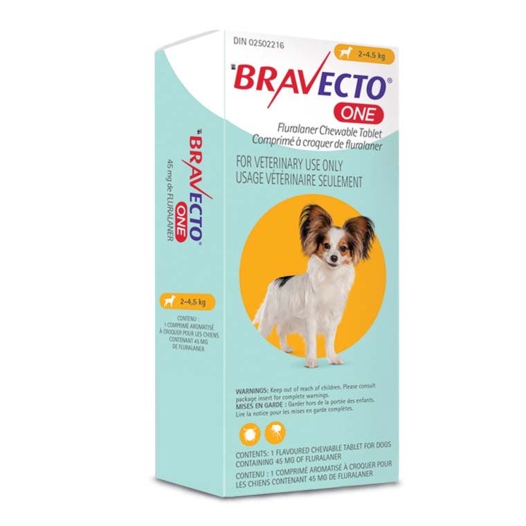 Bravecto ONE Chewable Tablet for Dogs, 2 - 4.5 kg (Yellow), 1 Chew