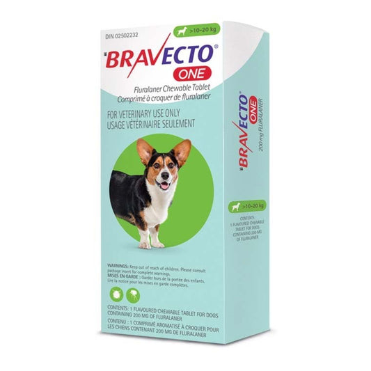 Bravecto ONE Chewable Tablet for Dogs, 10.1 - 20 kg (Green), 1 Chewable Tablets