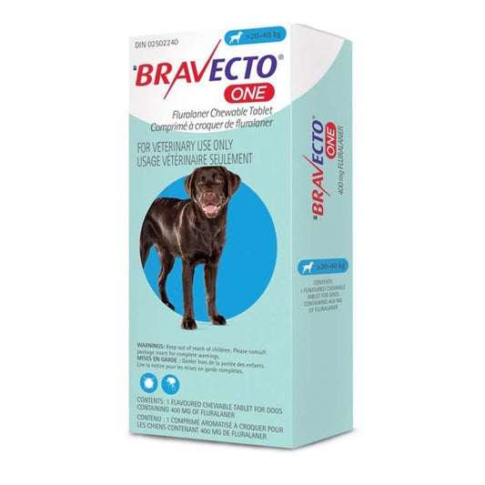 Bravecto ONE Chewable Tablet for Dogs, 20.1 - 40 kg (Blue), 1 Chewable Tablets