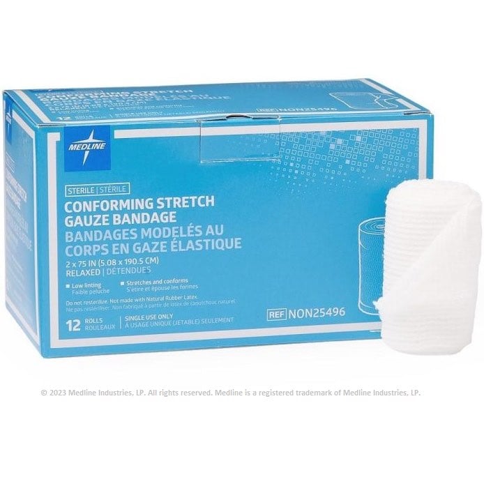 Sterile Conform Stretch Gauze Bandage Box of 12 Rolls 2 in x 75 in - Default Title - product image 1