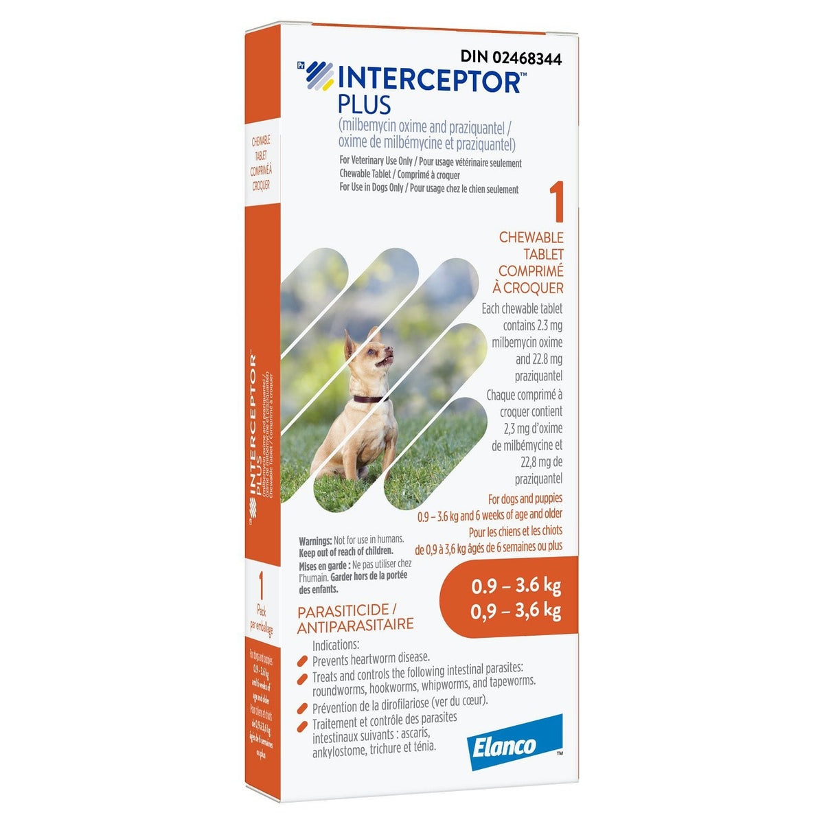 Interceptor Plus Chewable Tablet for Dogs, 0.9-3.6 kg (Orange), 16 Chews