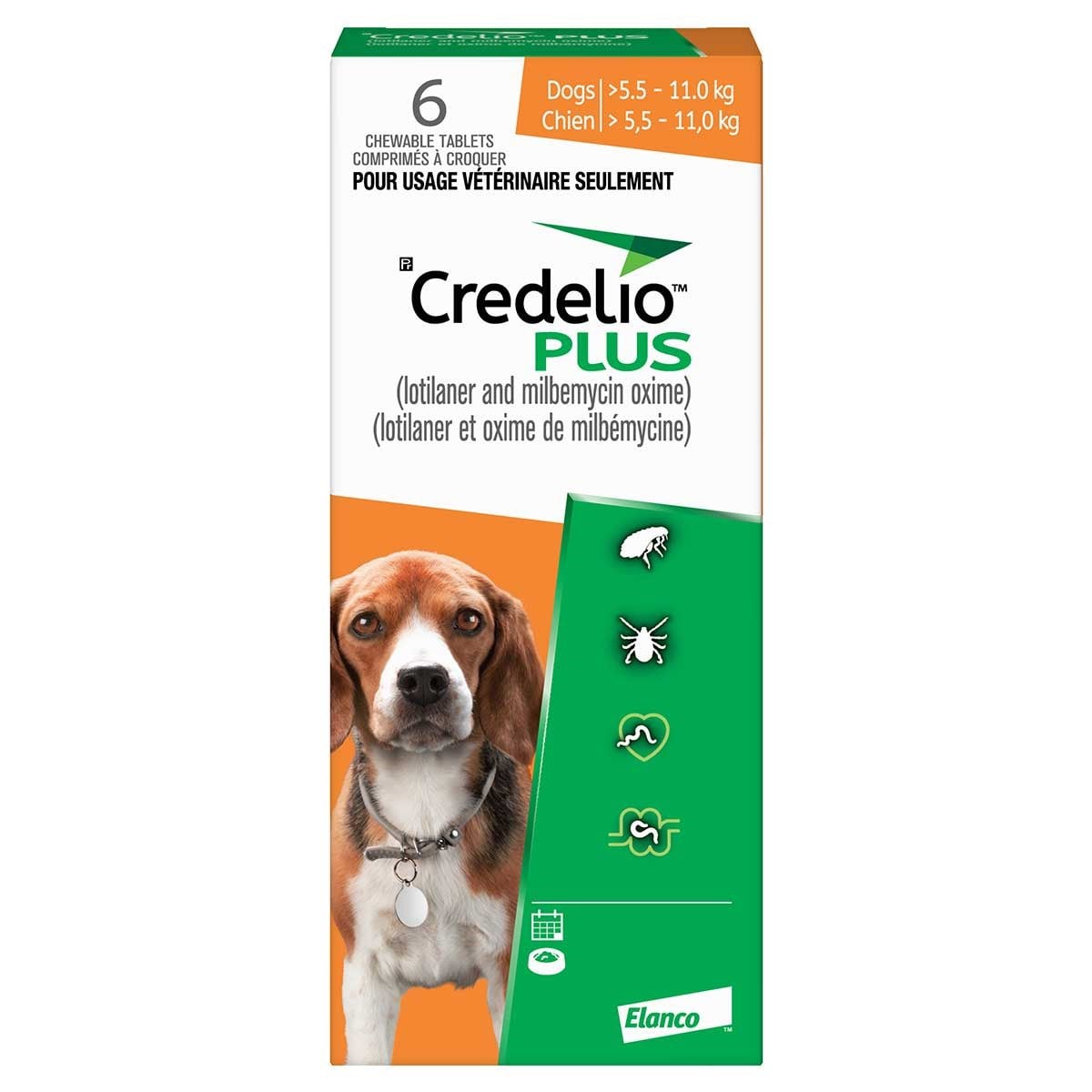 Credelio Plus for Dogs, 5.6 - 11 kg (Orange), 6 Chews