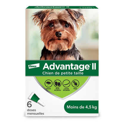 Advantage II for Dogs - Under 4.5 kg (Green) / Pack of 6 Tubes - product image 1