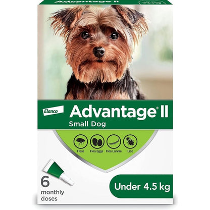 Advantage II for Dogs - Under 4.5 kg (Green) / Pack of 6 Tubes - product image 2