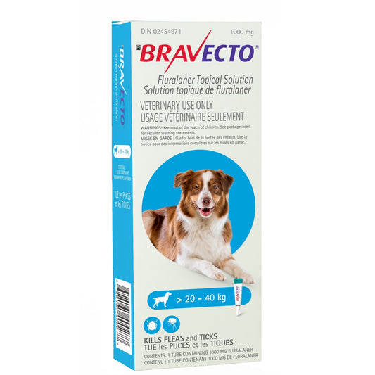 Bravecto Topical Solution for Dogs, 20.1 - 40 kg (Blue), 1 Applicator