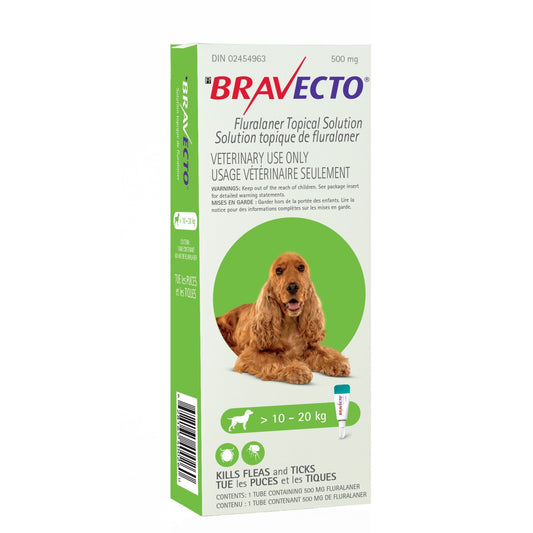 Bravecto Topical Solution for Dogs, 10.1 - 20 kg (Green), 1 Applicator