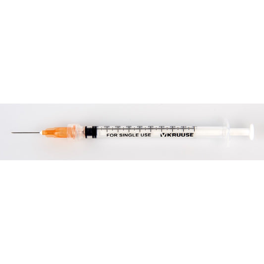 Disposable 1 mL Syringe with LL Needle Pack of 100 Syringes 25 G x 5/8 in - Default Title - product image 1