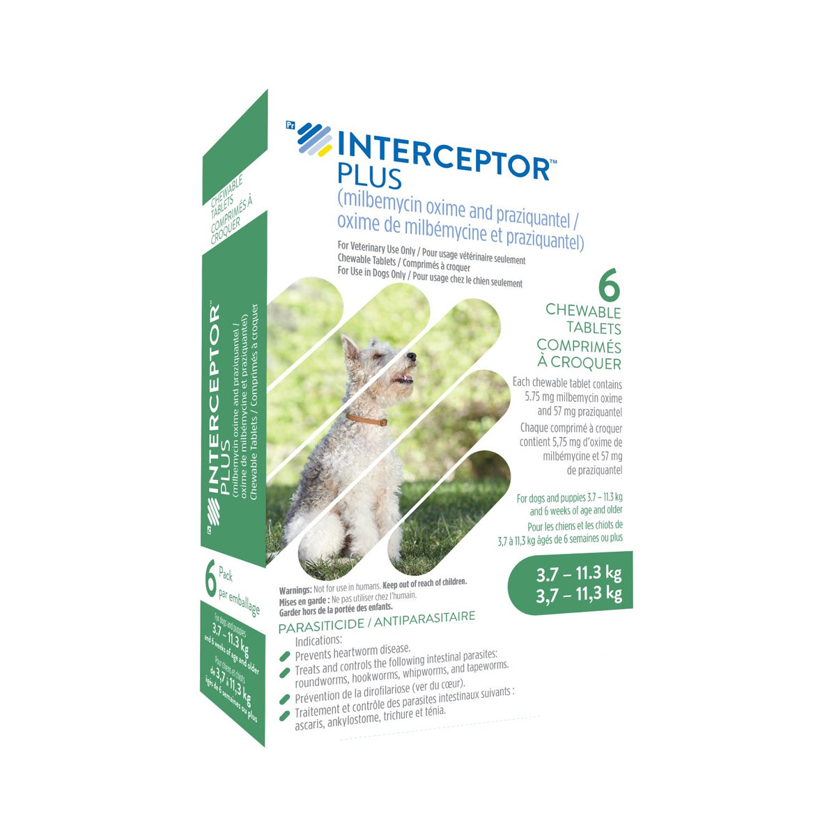 Interceptor Plus Chewable Tablet for Dogs, 3.7-11.3 kg (Green), 6 Chews