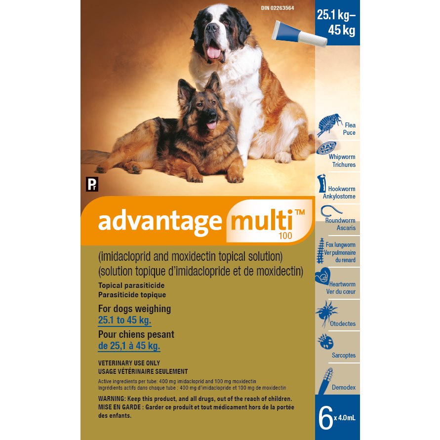 Advantage Multi for Dogs, 25.1 - 45 kg (Blue), 6 X 4 mL