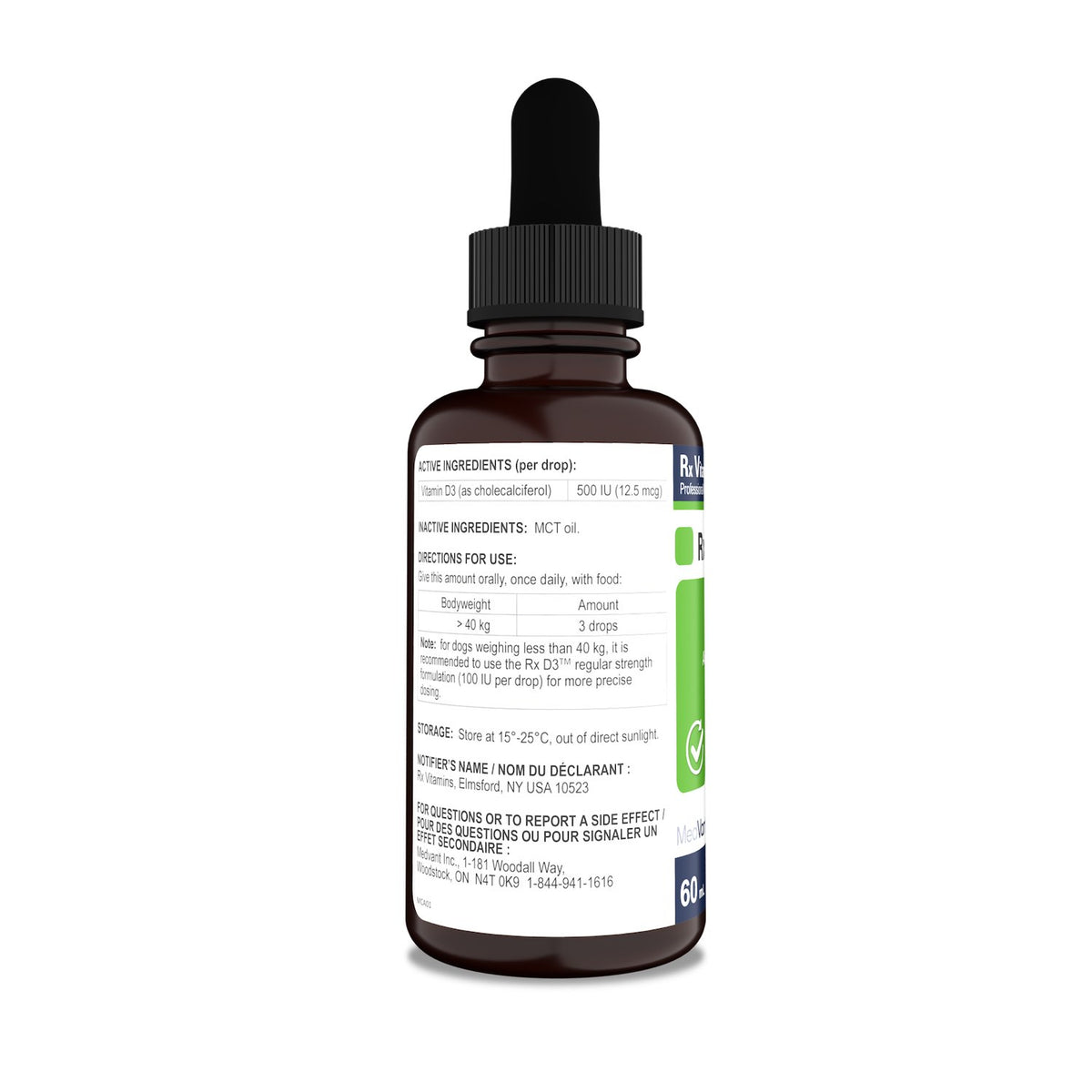 Rx Vitamins Rx D3 Forte for Dogs 60 mL Bottle 12.5 Ug - Default Title - product image 2