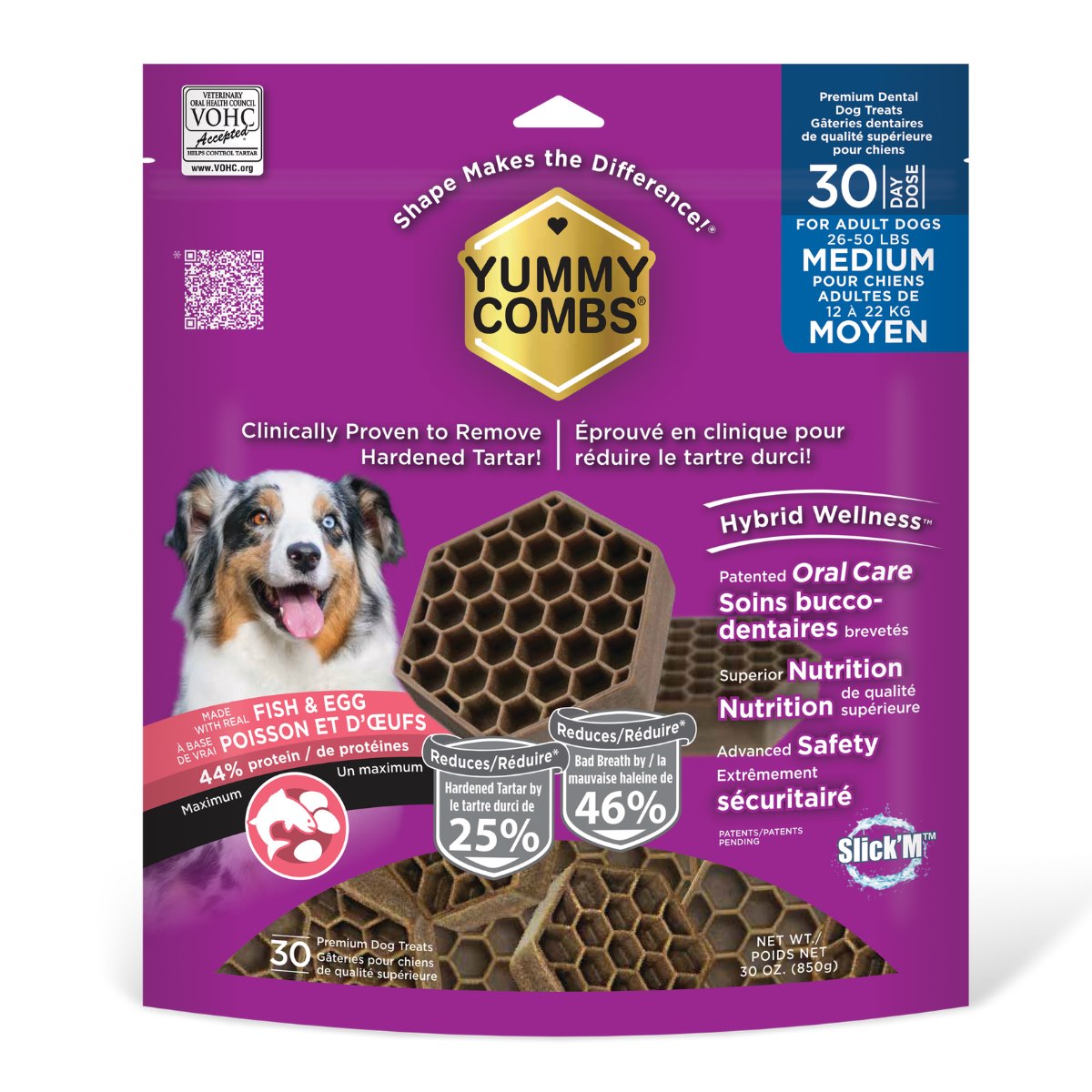 Yummy Combs Dental Treats for Medium Dogs - Fish and Egg - product image 1