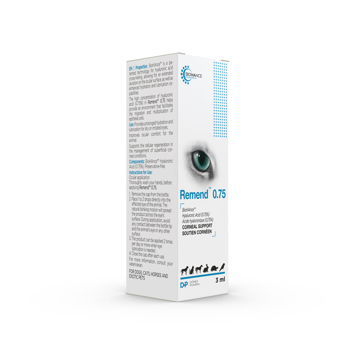 Remend 0.75 Corneal Support for Cats, Dogs, Horses and Small Pets 3 mL Bottle 0.75 % - Default Title - product image 1