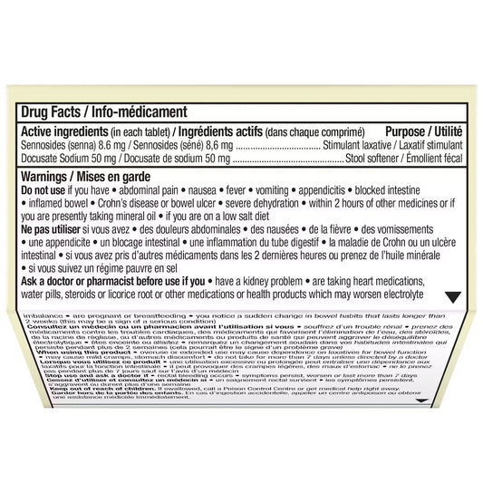 Senokot S Natural Laxative Plus Stool Softener 20ct 20 count product detail