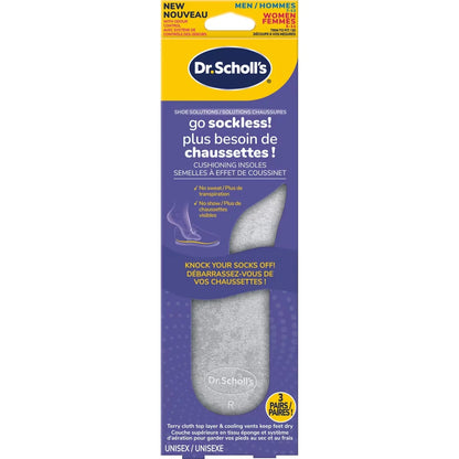 Dr. Scholl's Go Sockless! Cushioning Insoles, Unisex front package