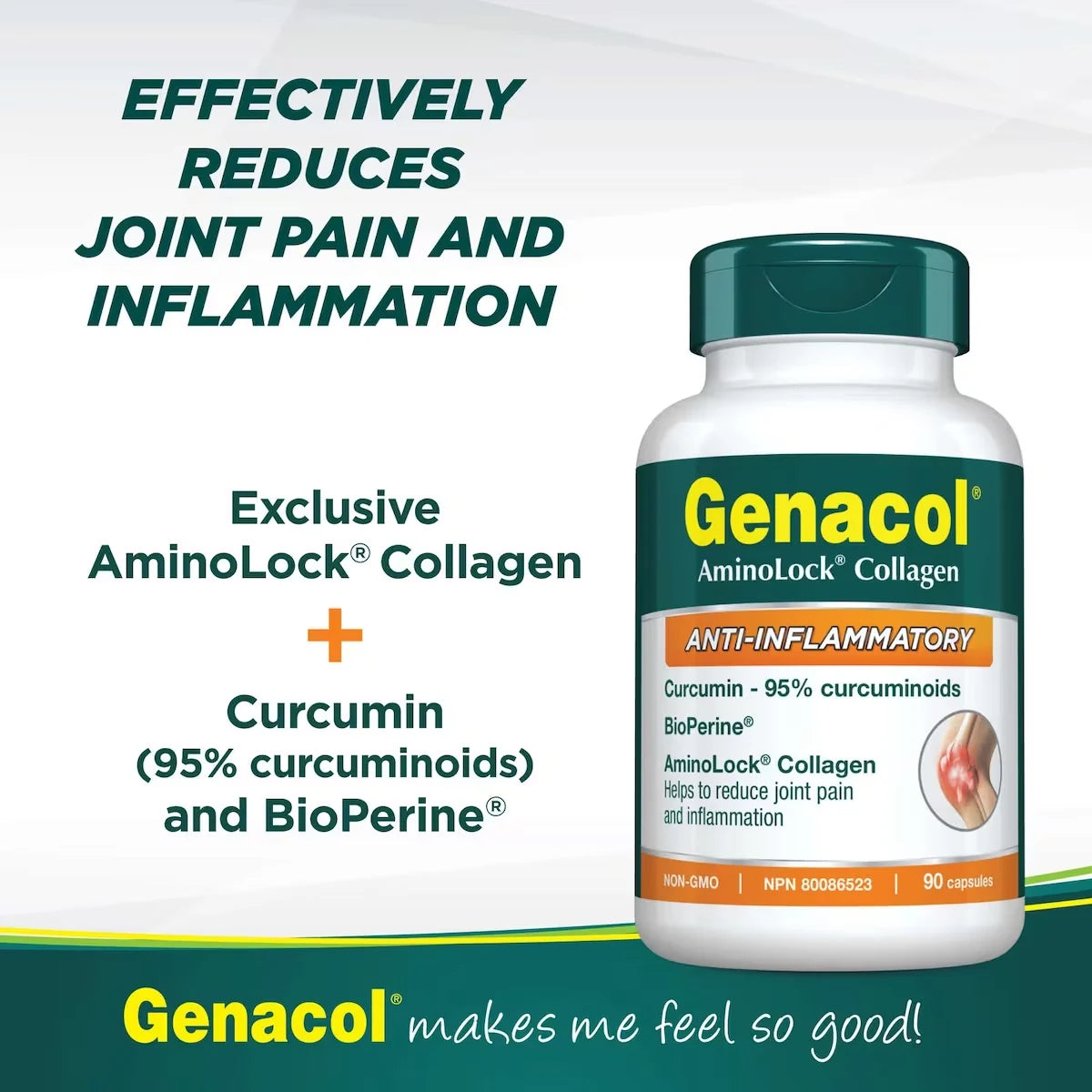 Genacol Anti-Inflammatory with AminoLock Collagen, Turmeric Curcumin and BioPerine product package