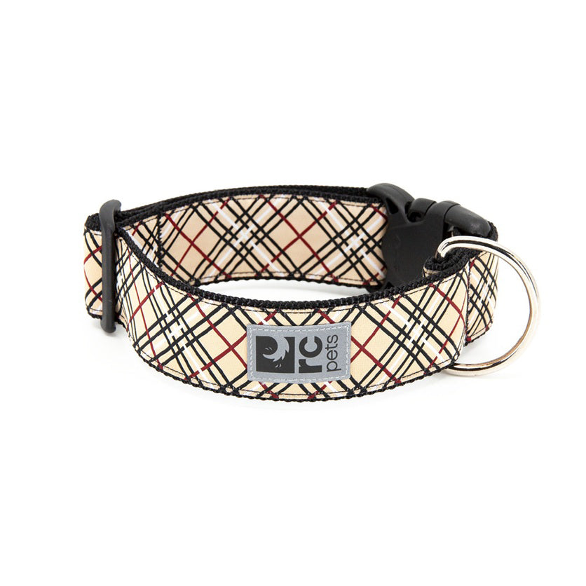 Wide Clip Collar for Dogs, Tan Tartan, Large - Default Title - product image 1