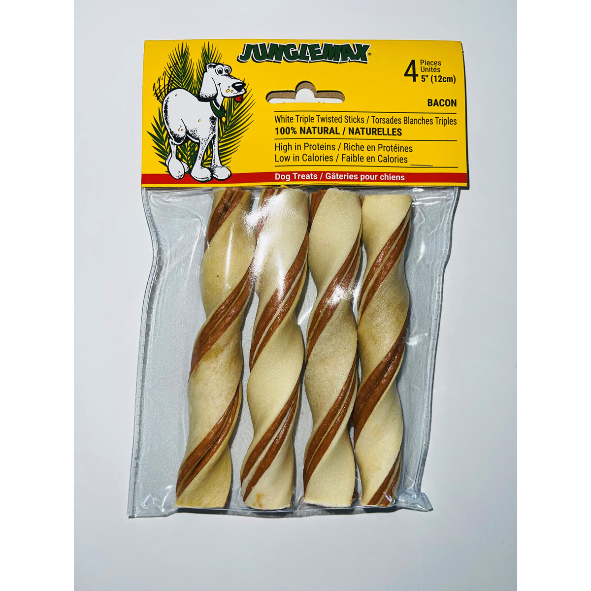 Treat White Triple Twisted Stick for Dogs - Bacon - product image 1