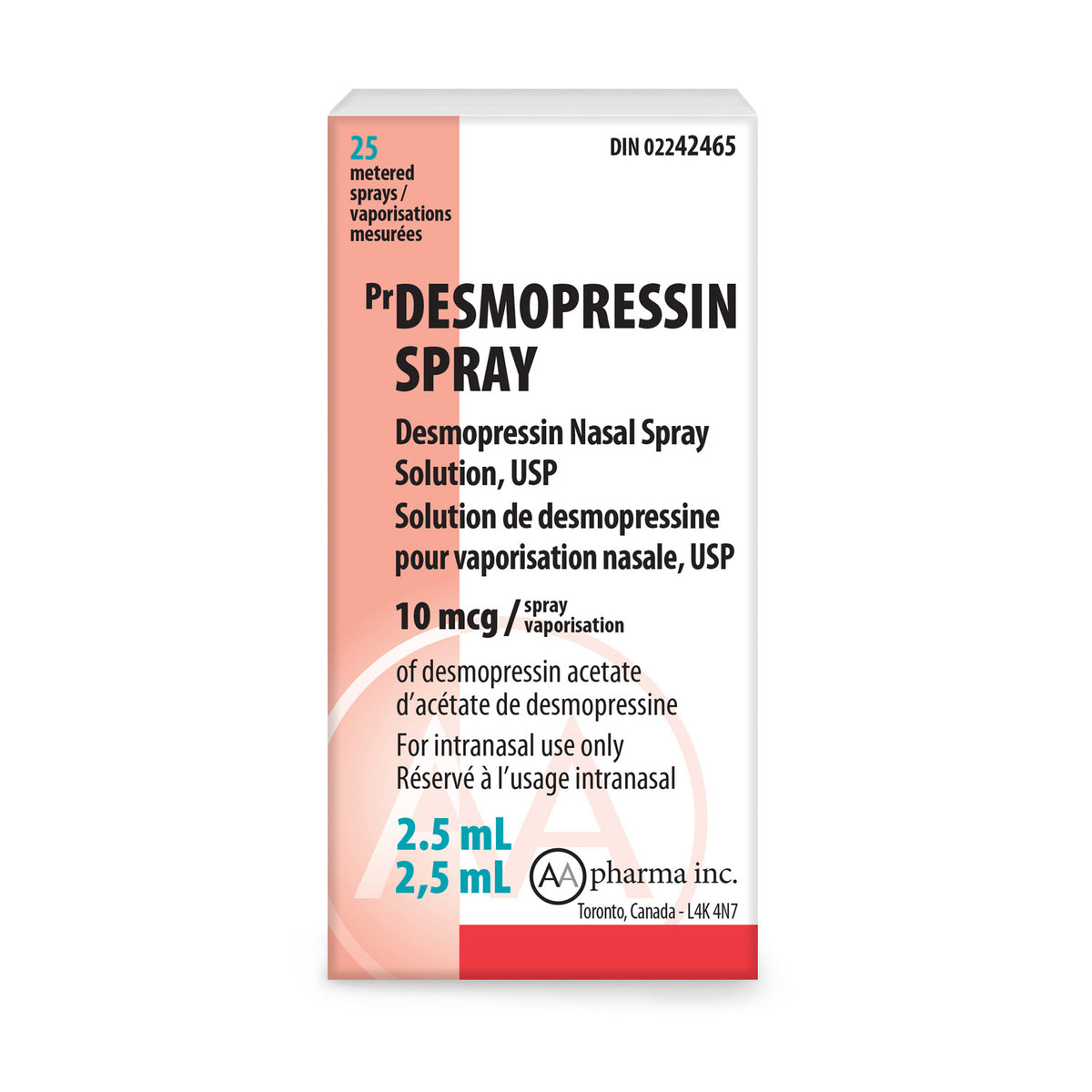 Desmopressin Nasal Spray 2.5 mL Bottle 10 mcg - view 1