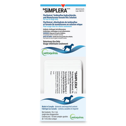 Simplera Otic Solution for Dogs, 16.6 mg/ml, 10 X 1 mL - view 3
