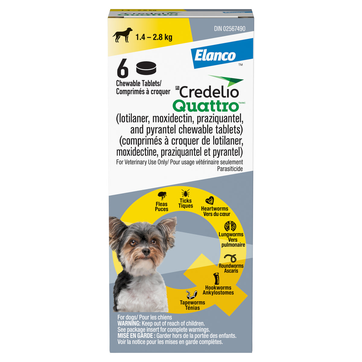 Credelio Quattro Chewable Tablet for Dogs, 1.4 - 2.8 kg (Yellow), 6 Chews
