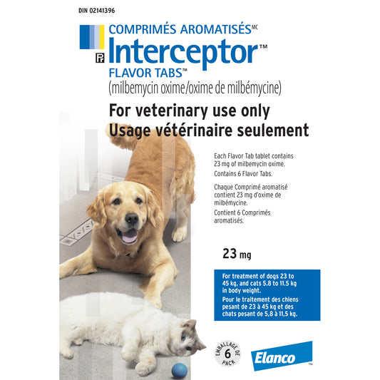 Interceptor Flavor Tabs for Cats and Dogs, White / Blanc, 6 Chews