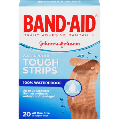 Band-Aid Tough-Strips Adhesive Bandages, Waterproof front package