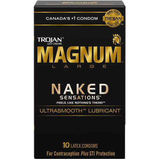 Trojan Magnum Naked Sensations Large Size Lubricated Condoms front package