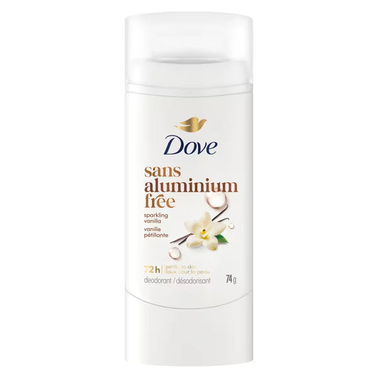 Dove Deodorant Stick, 72h Sparkling Vanilla, Gentle & Hydrating, 74g front package