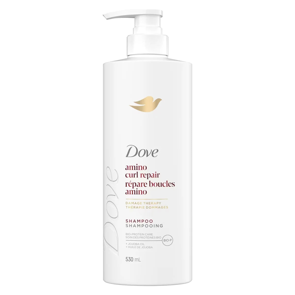 Dove Shampoo for Curly, Coily Hair Amino Curl with Bio-Protein Care Technology + Jojoba Oil 530mL front package