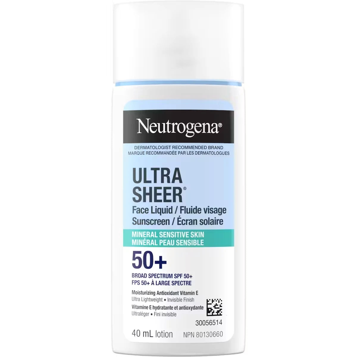 Neutrogena Ultra Sheer Face Liquid Mineral Sunscreen for Sensitive Skin, SPF 50+ product detail